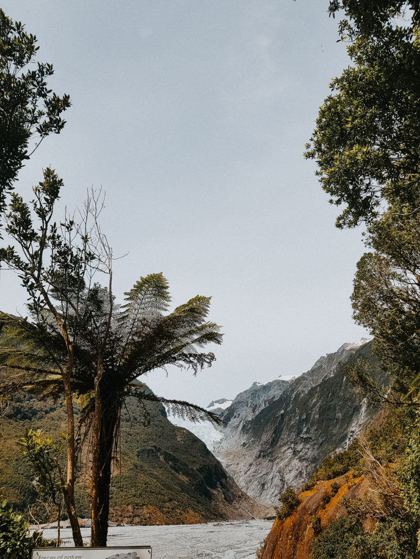 A glimpse of Tasman glacier between the mountains