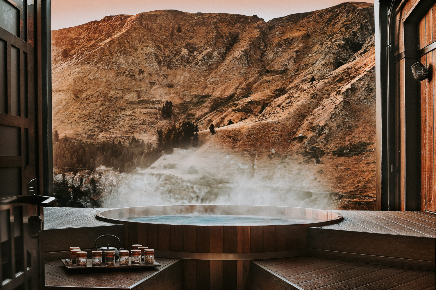 Original Onsen Hot Pools during sunset