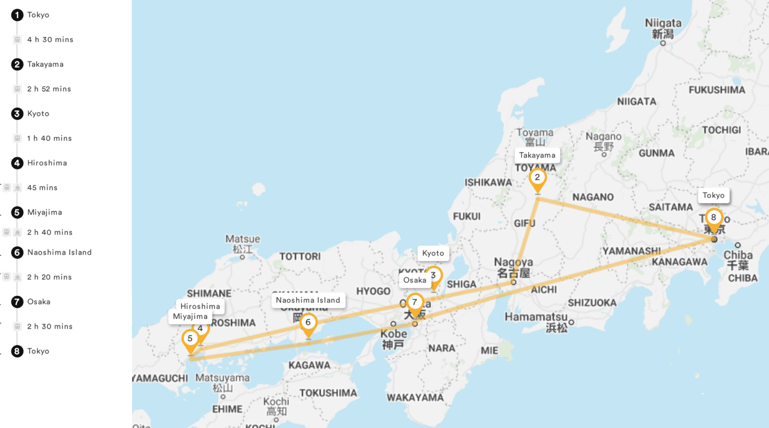 tour itinerary of japan