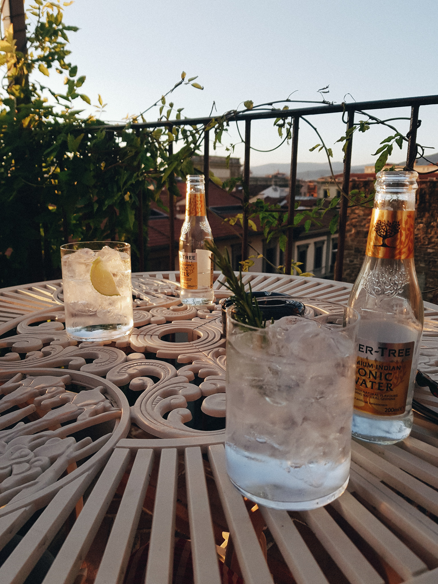 Having some Gin and Tonic in a rooftop in Florence